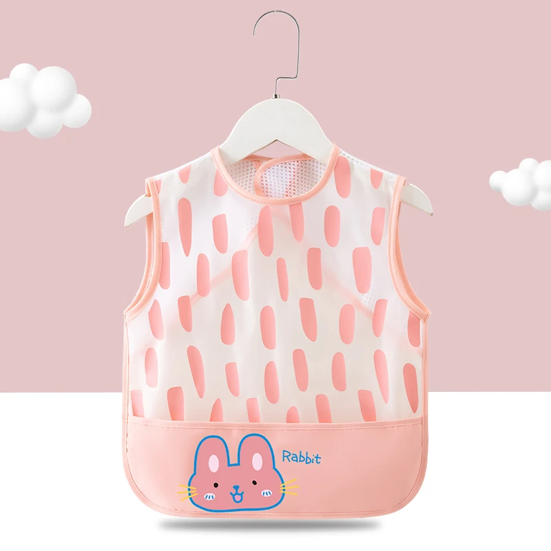 夏季薄款宝宝吃饭围兜儿童罩衣围裙防水防脏男女婴幼儿护衣反穿衣