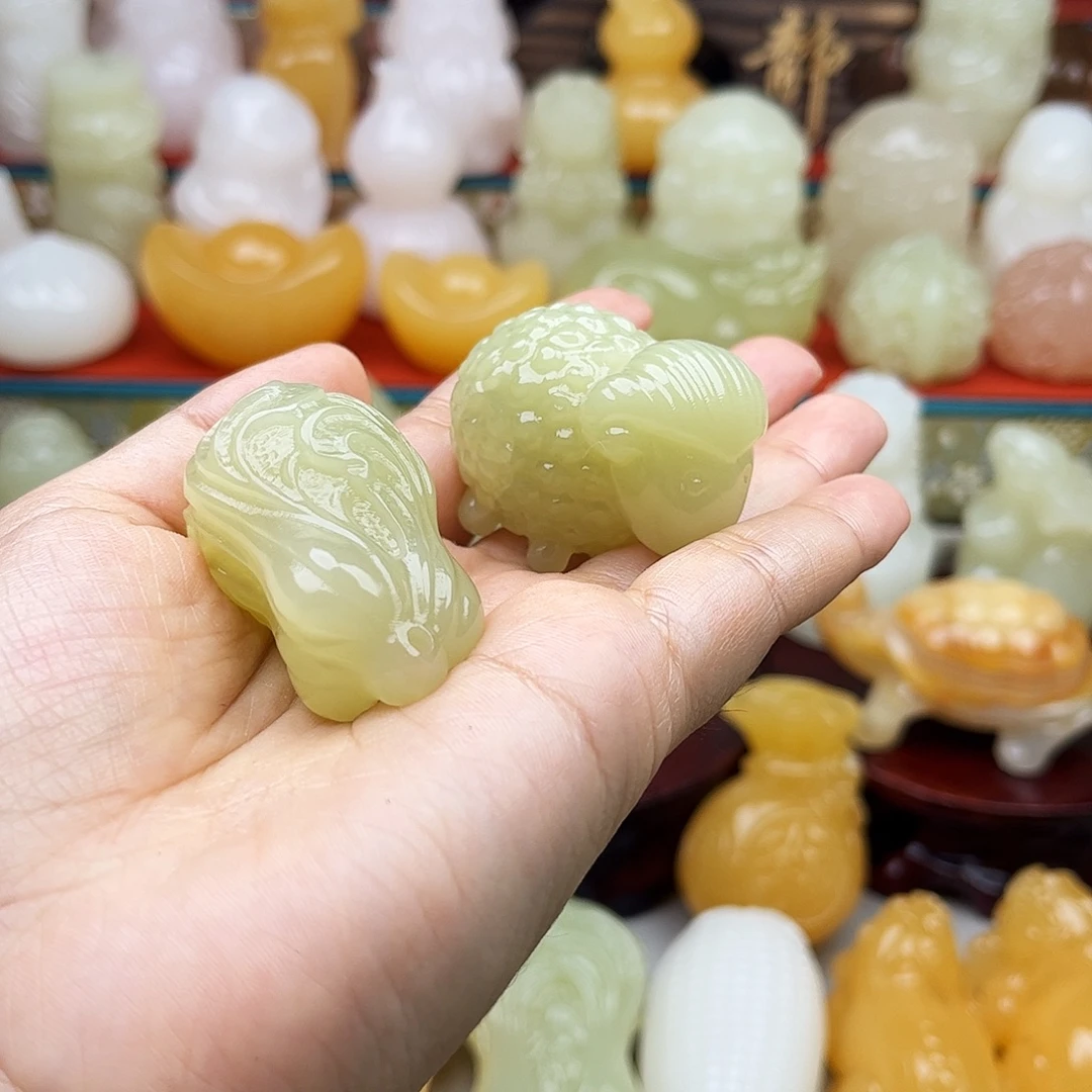 飞***腾石材白菜羊手吧摆件