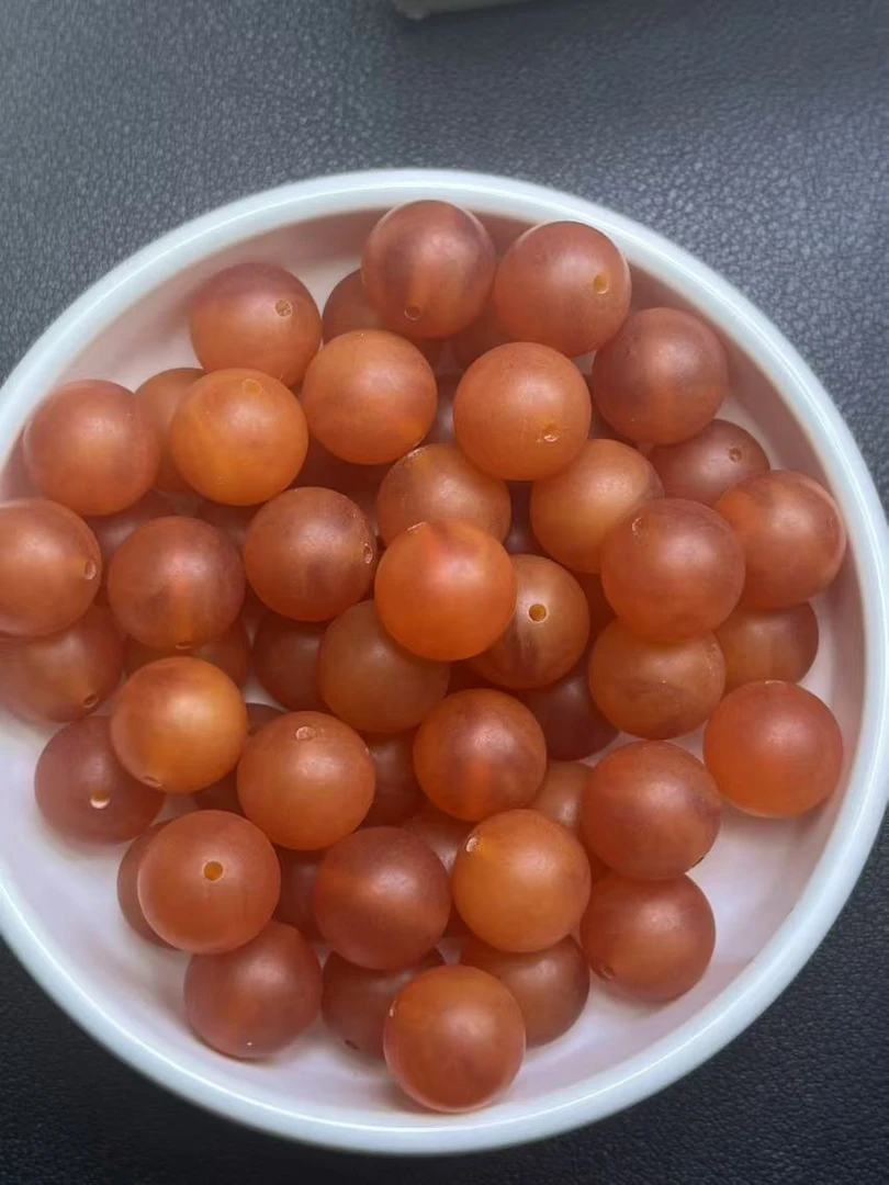 天然琥珀蜜蜡散珠 红皮磨砂Y1305 16mm 1颗 （赠弹力绳）