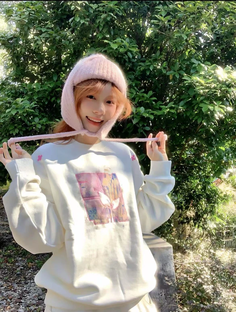 N家梦境重磅刺绣宽松圆领加绒卫衣男女同款