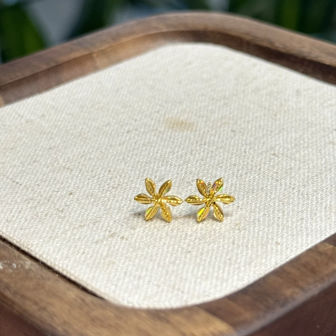 E【冰钻小花耳钉】-足金999精工5G耳饰