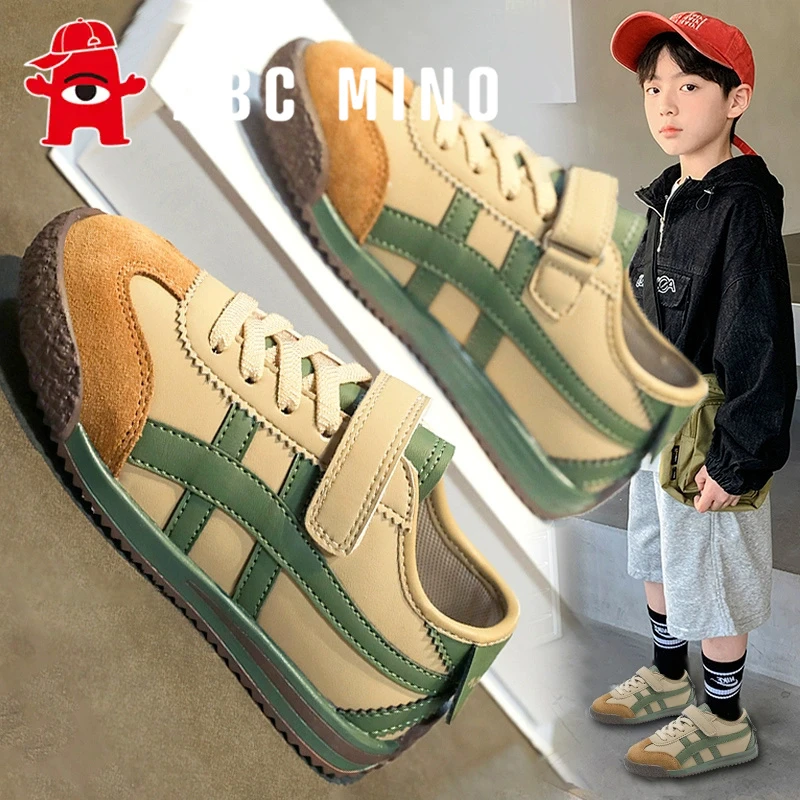 ABC MINO男童鞋板鞋2025新款春秋儿童德训鞋男孩小学生皮面运动鞋