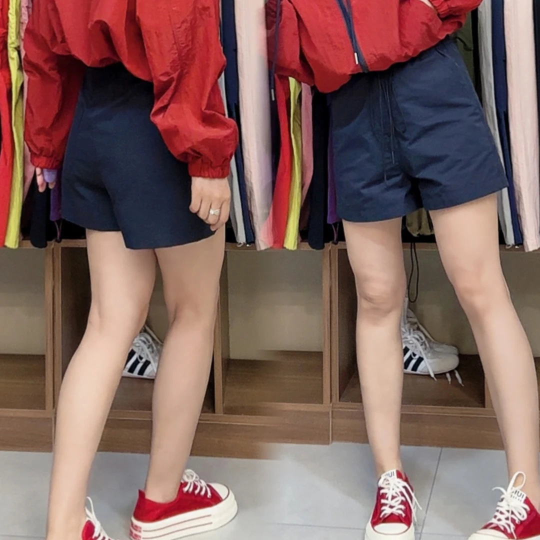 夏季短款运动风微弹力薄款显瘦短裤韩版学院风阔腿运动短裤