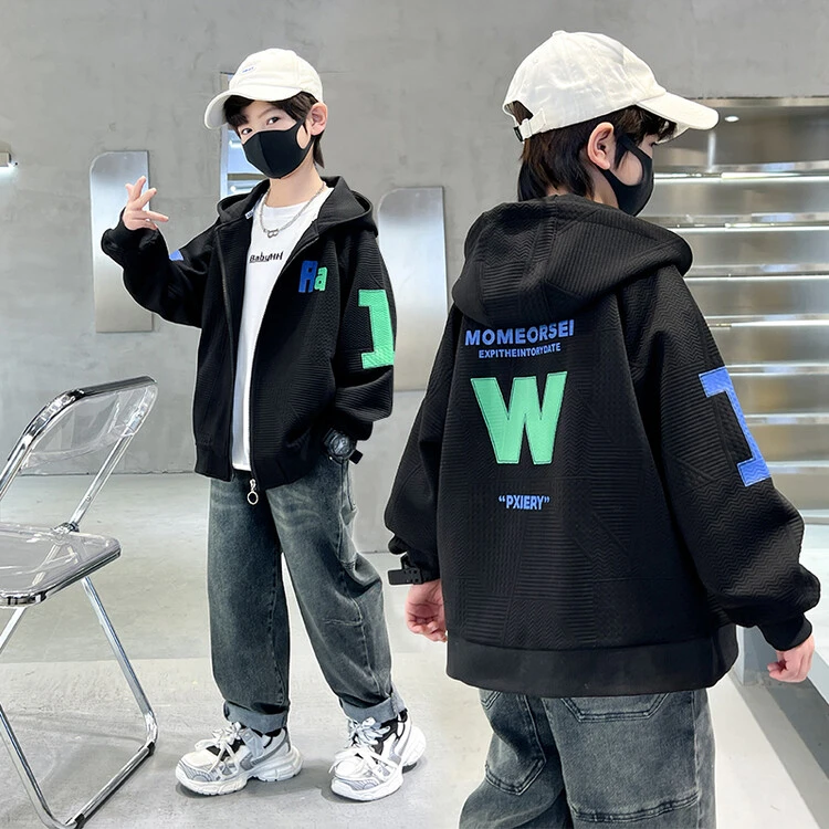 男童春款连帽卫衣2025新款中大童春秋外套儿童潮款卫衣