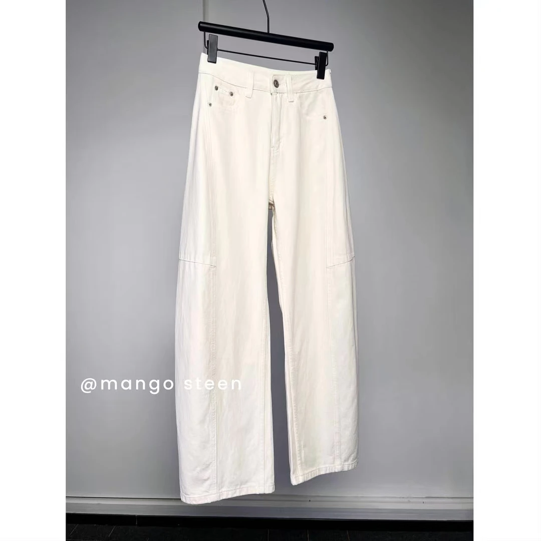 MANGO steen‘s丨立体拼缝高腰阔腿弯刀裤J5185