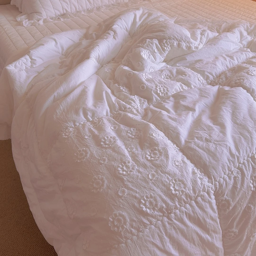 棉青睐植物砂洗夏被200×230白色