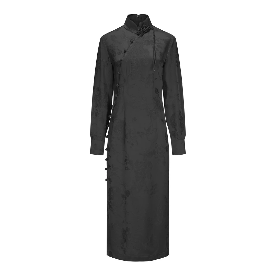 【折扣号专属】JUNYANG杨君 海棠未眠旗袍领盘扣连衣裙气质