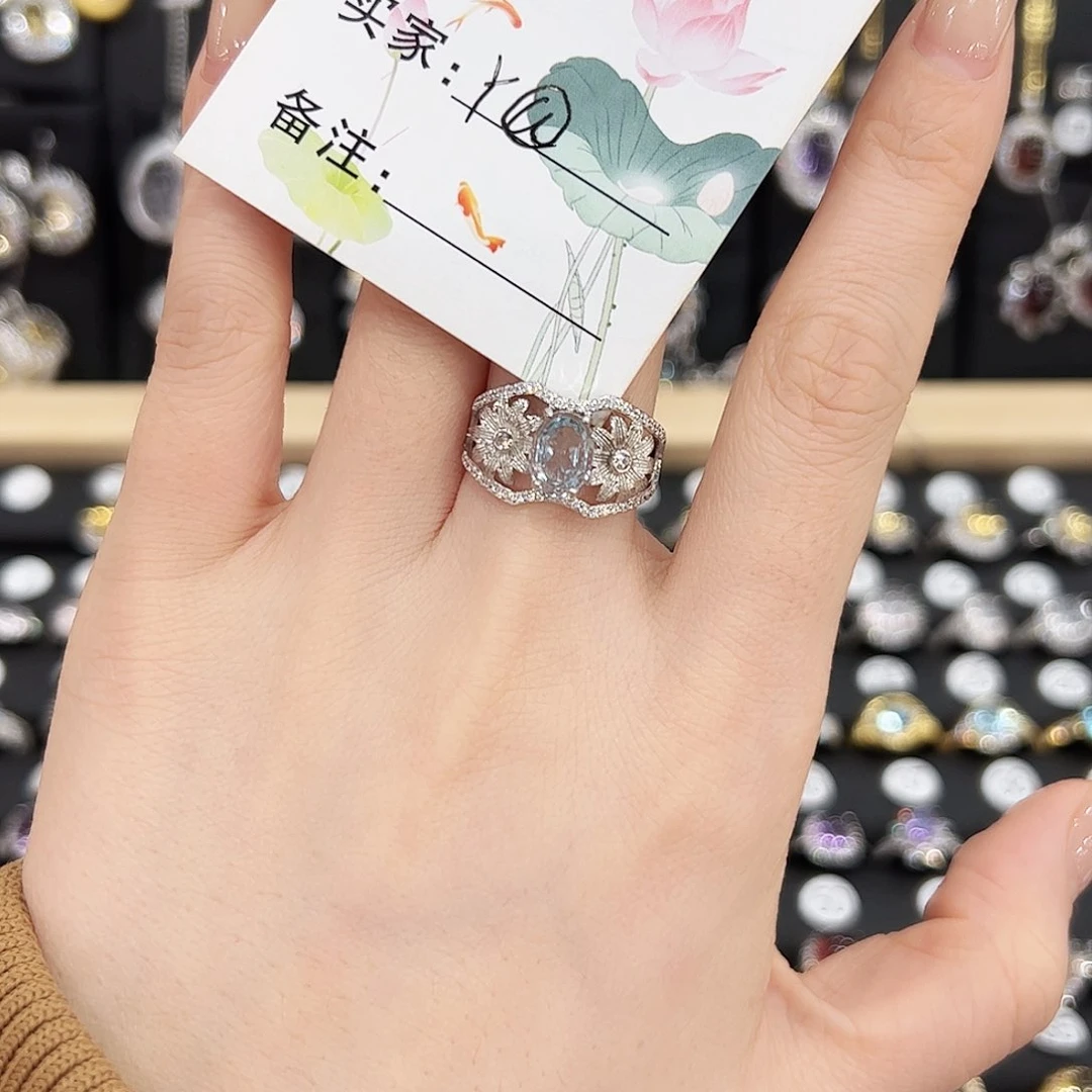 托帕石戒指银S925镶嵌戒指