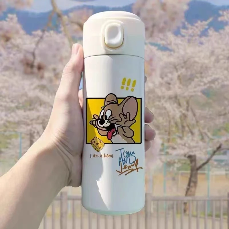 杰瑞与汤姆卡通高颜值304不锈钢小巧便携学生情侣直饮口保温杯