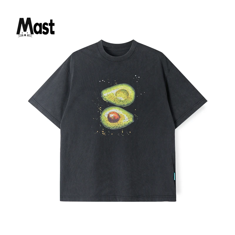Mast『230g手工喷绘炒盐』2025夏季青少年男女百搭短袖牛油果T恤22