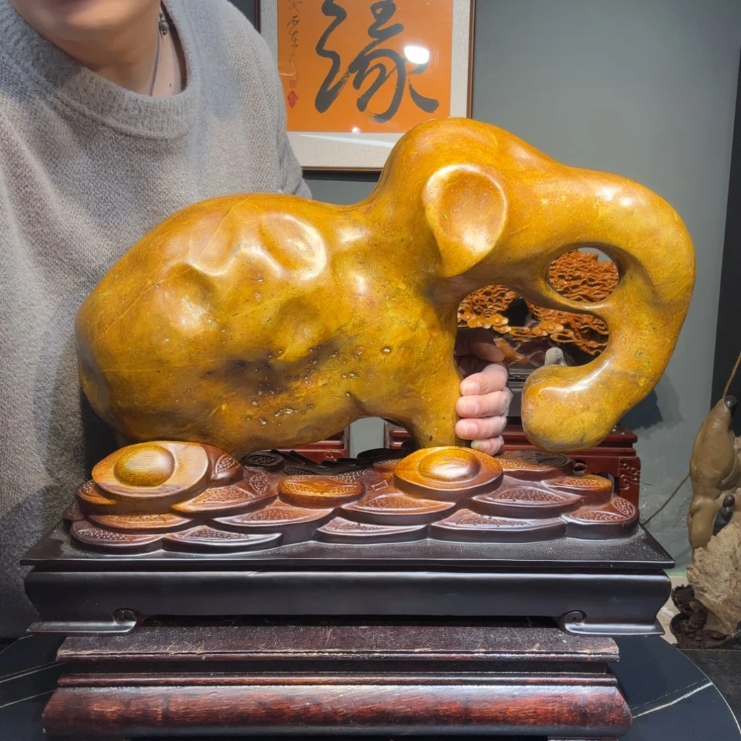 龙***下北丹石大象奇石上