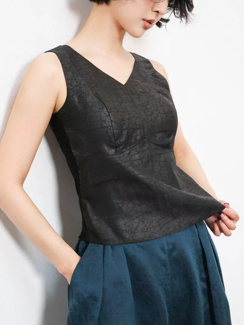 【宠粉福利美背】100桑蚕丝香云纱美背中式背心A52-53193气质