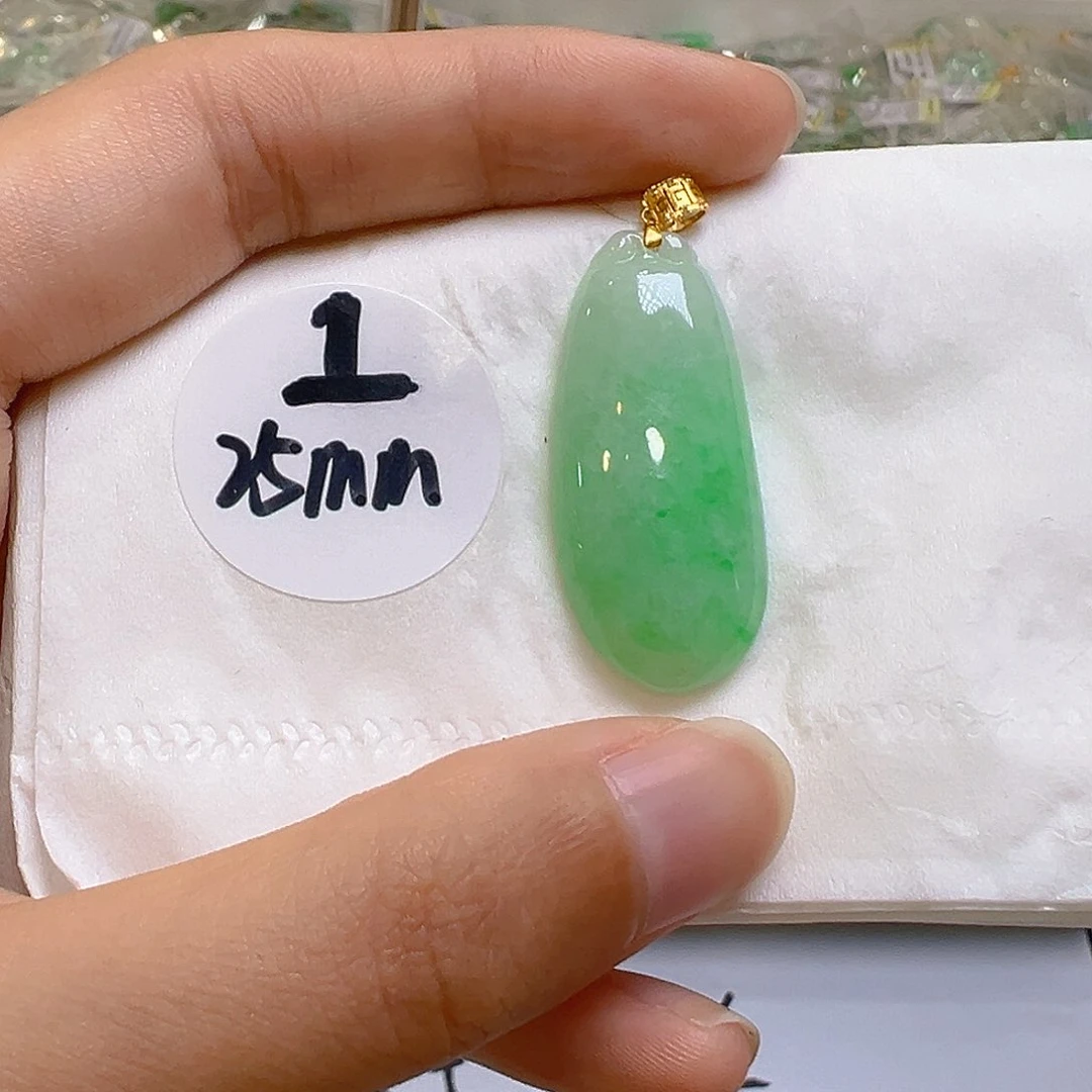 翡翠18K金镶嵌吊坠(不含链)翡翠