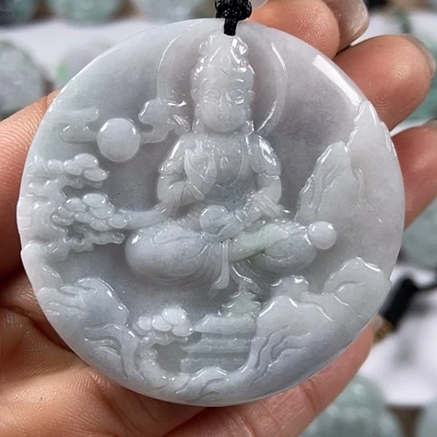 翡翠颈饰未镶嵌山水观音福利