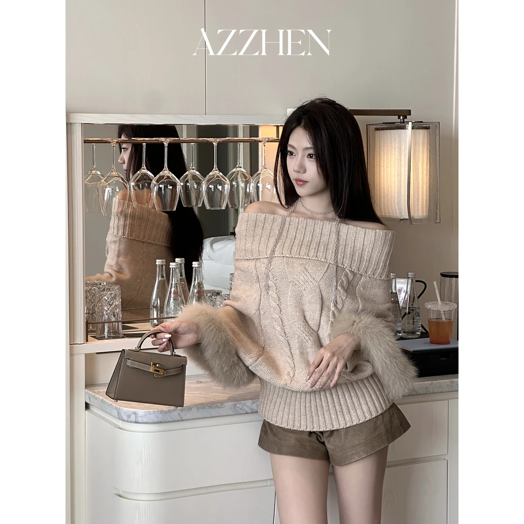 （假日穿搭）AZZHEN【慵懒感觉】风高领蝙蝠袖针织毛衣AZ4KBS71-00