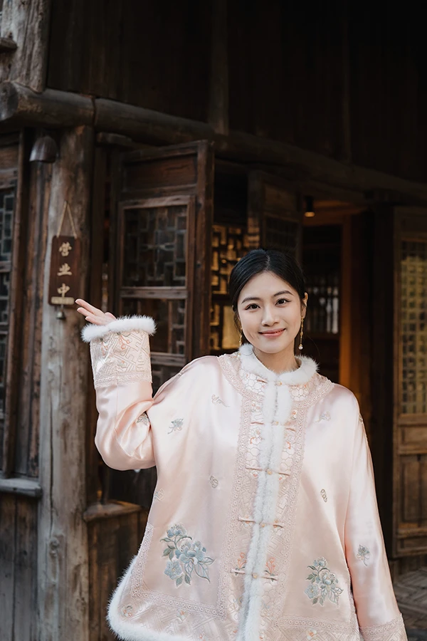 南羲【桃釉】新中式国风冬季毛毛厚外套加绒中国风加厚