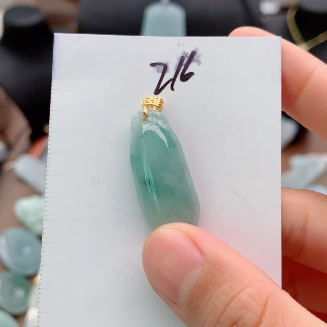 翡翠银S925镀金镶嵌颈饰微***?吊坠