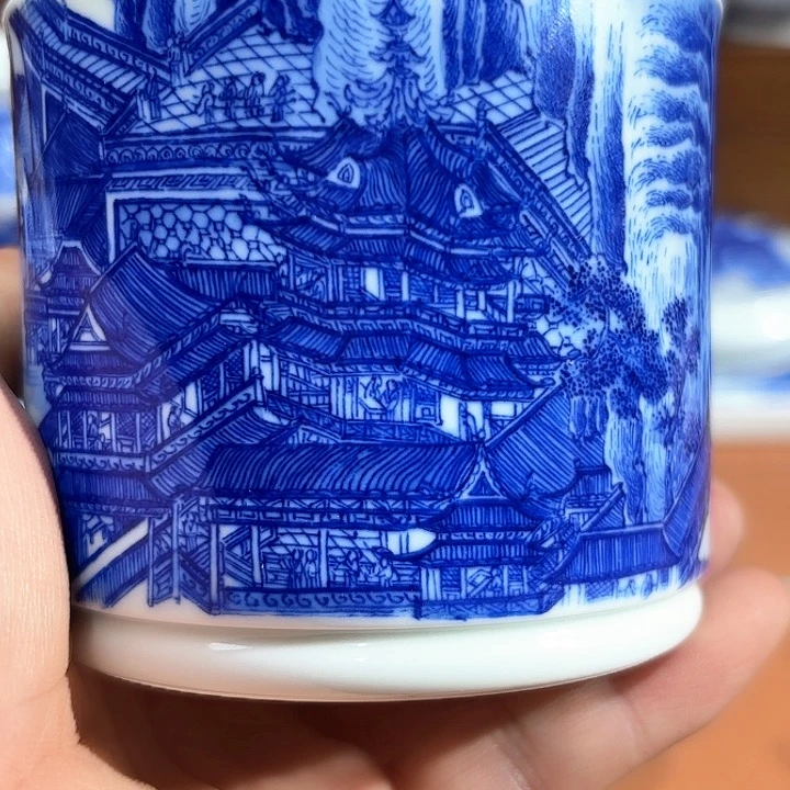 长***人青花手工手绘杯子