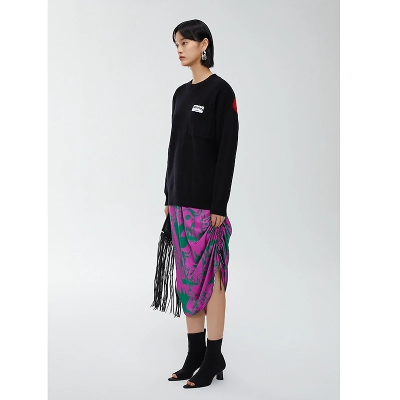 【米儿精选】玛丝菲尔针织毛衣拼接秋季秋冬