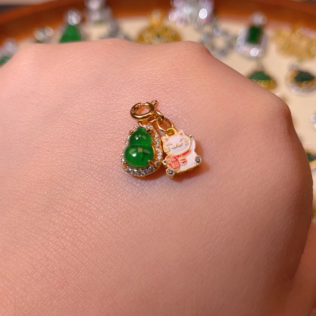 吊坠(不含链)银S925镶嵌翡翠