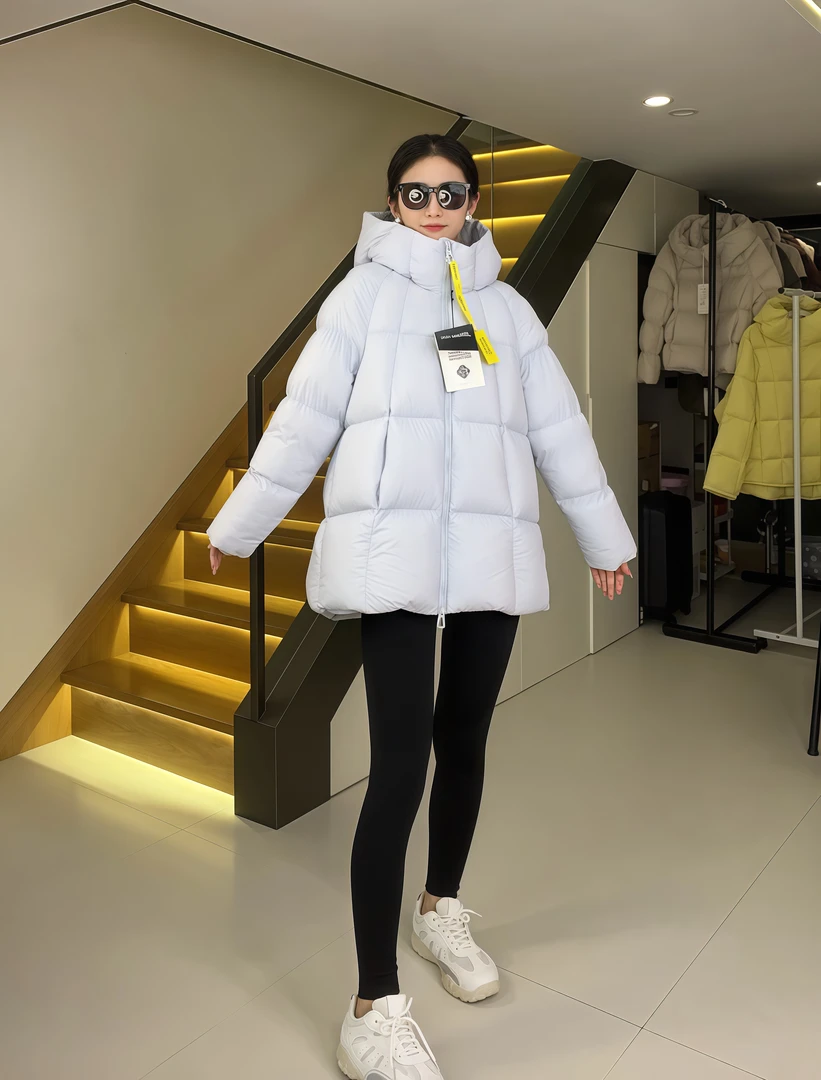 【常多多】极寒泡芙女百搭连帽中长款鹅绒服8898