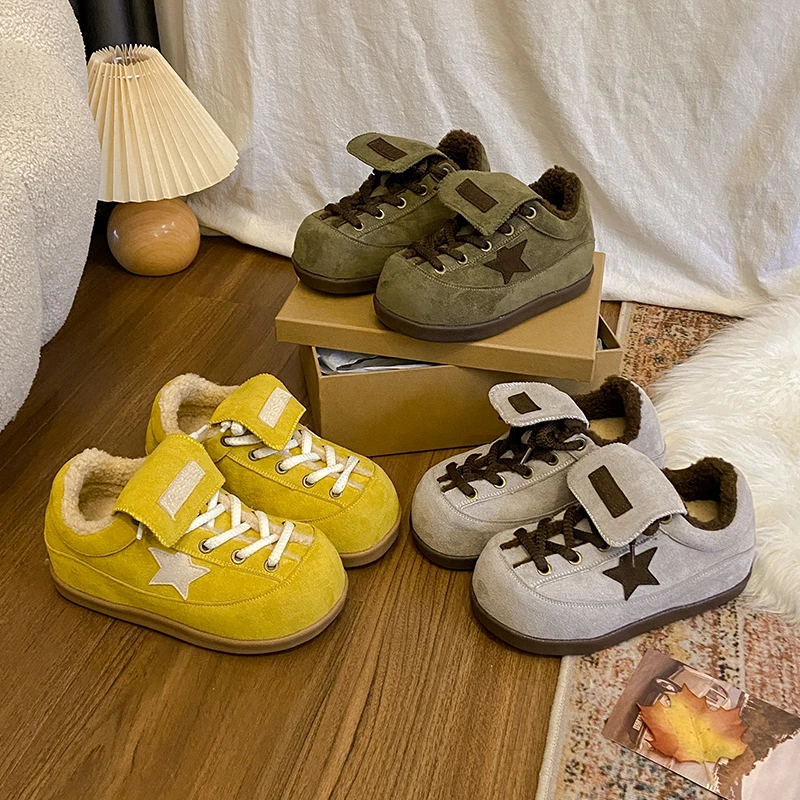 卡皮巴拉厚底加绒保暖棉鞋女2025新款冬季鞋子网红爆款小众面包鞋