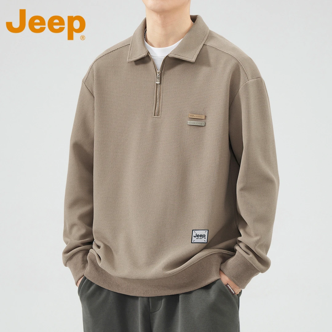 JEEP吉普美式半拉链卫衣男款春秋季潮牌宽松休闲百搭长袖翻领上衣