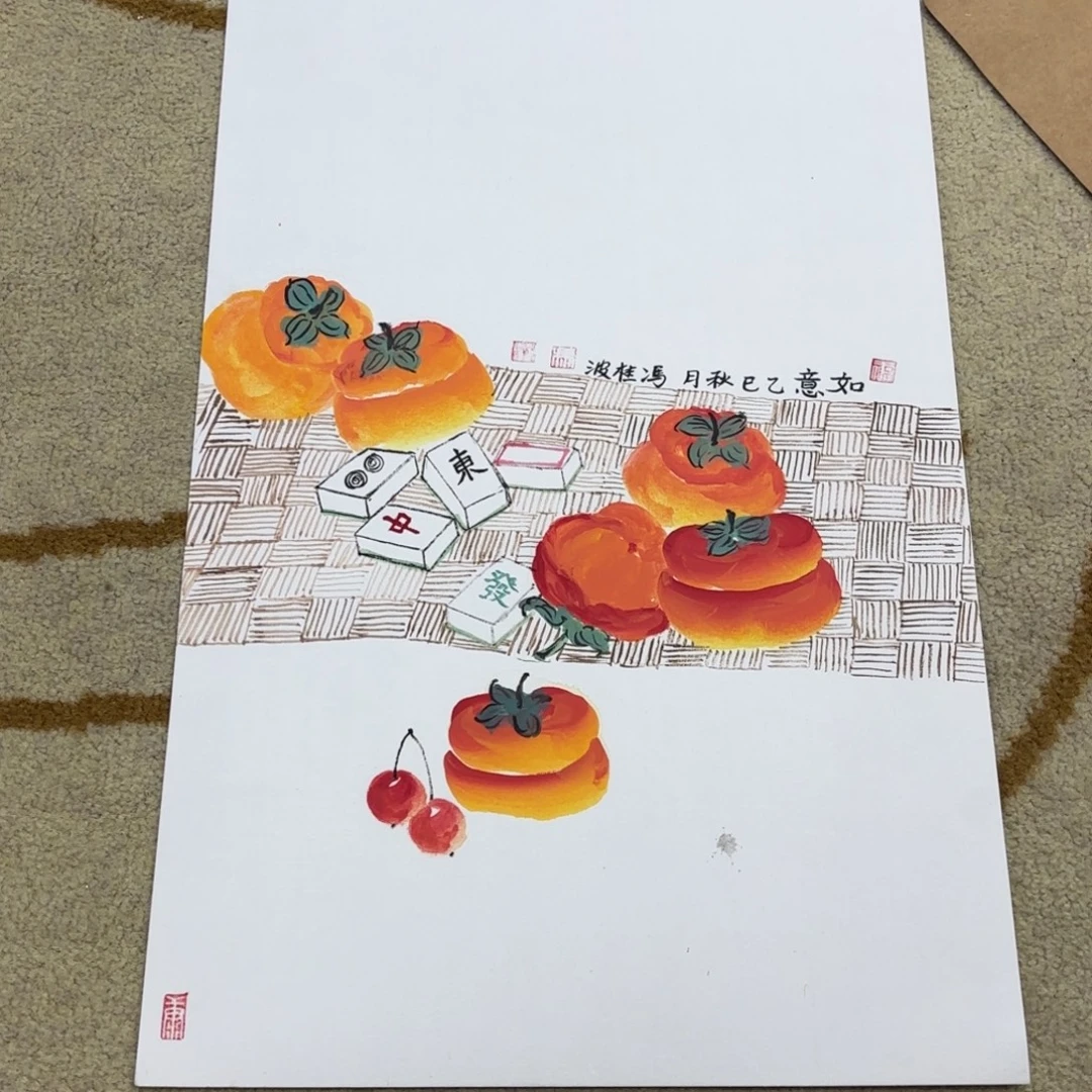 国画花鸟卡纸作品艺