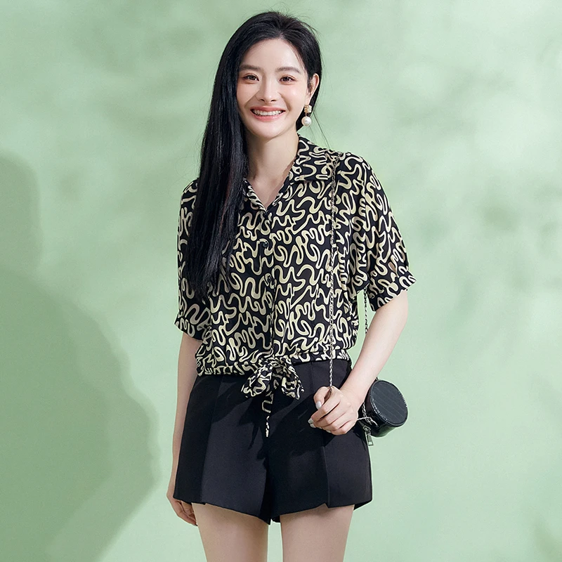 单排扣上衣蝙蝠袖衬衫专柜折扣女装2025夏52HH0D0003