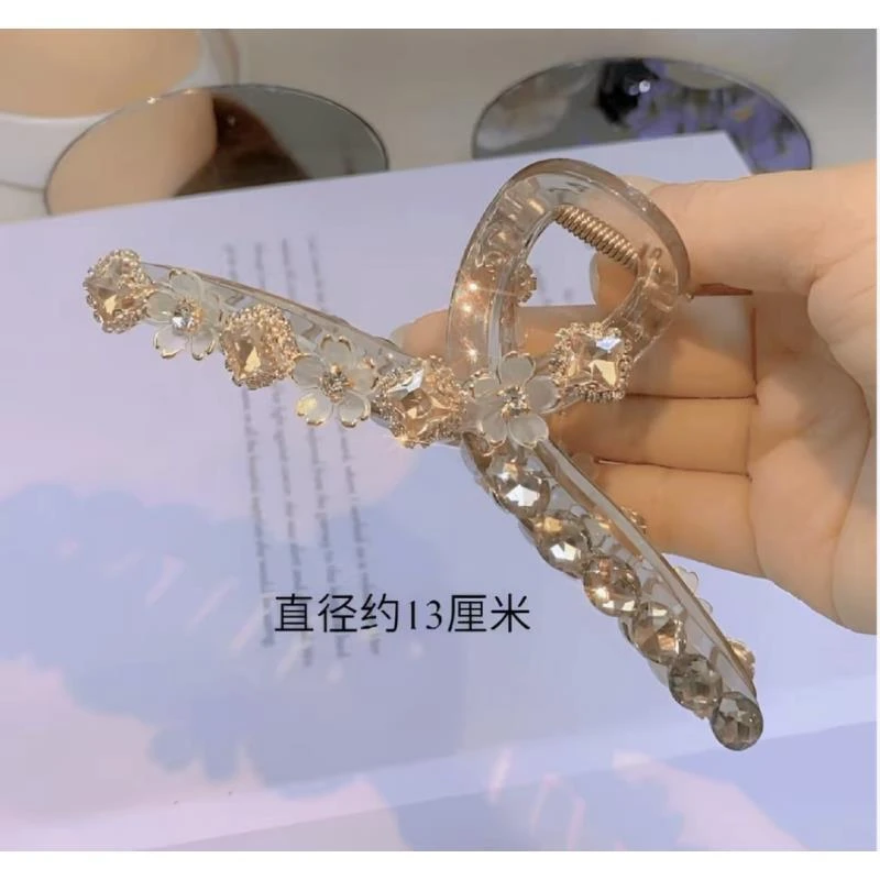 轻奢玫瑰水钻高级感鲨鱼夹8087