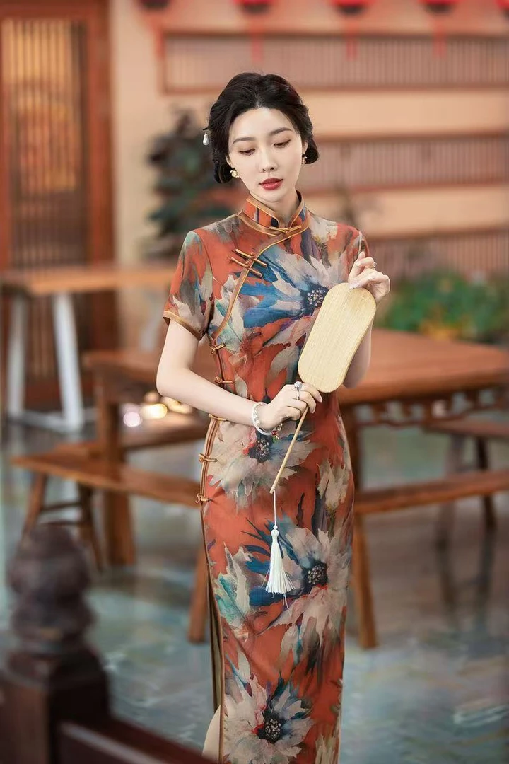 白幼秀港风复古民国风显瘦优雅长款中式旗袍送考日常3191夏季