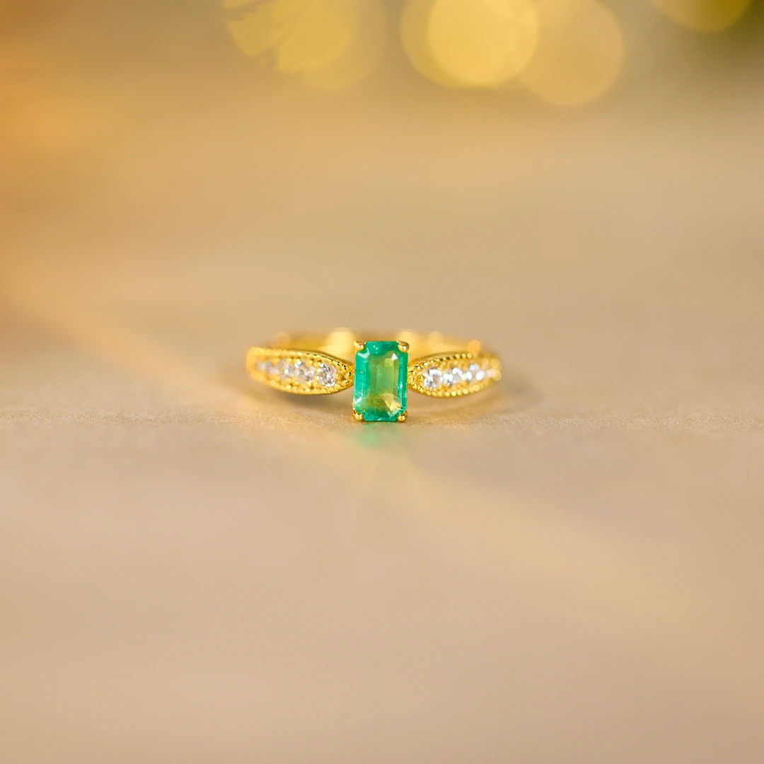 【歪歪】祖母绿方4*6戒指（黄）（多样性发一）XB-H8871