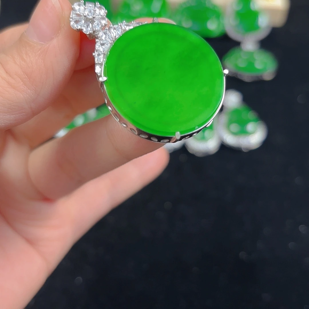 翡翠银S925镶嵌吊坠(不含链)