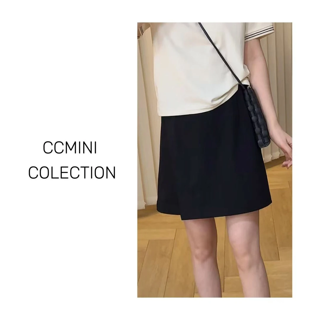 夏季短裤裙女士 百搭休闲时尚纯色A字裤裙 显瘦气质经典黑色短裤