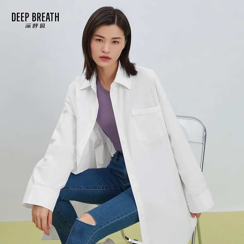 DEEP BREATH深呼吸女装新款时尚通勤休闲宽松长袖衬衫8300126