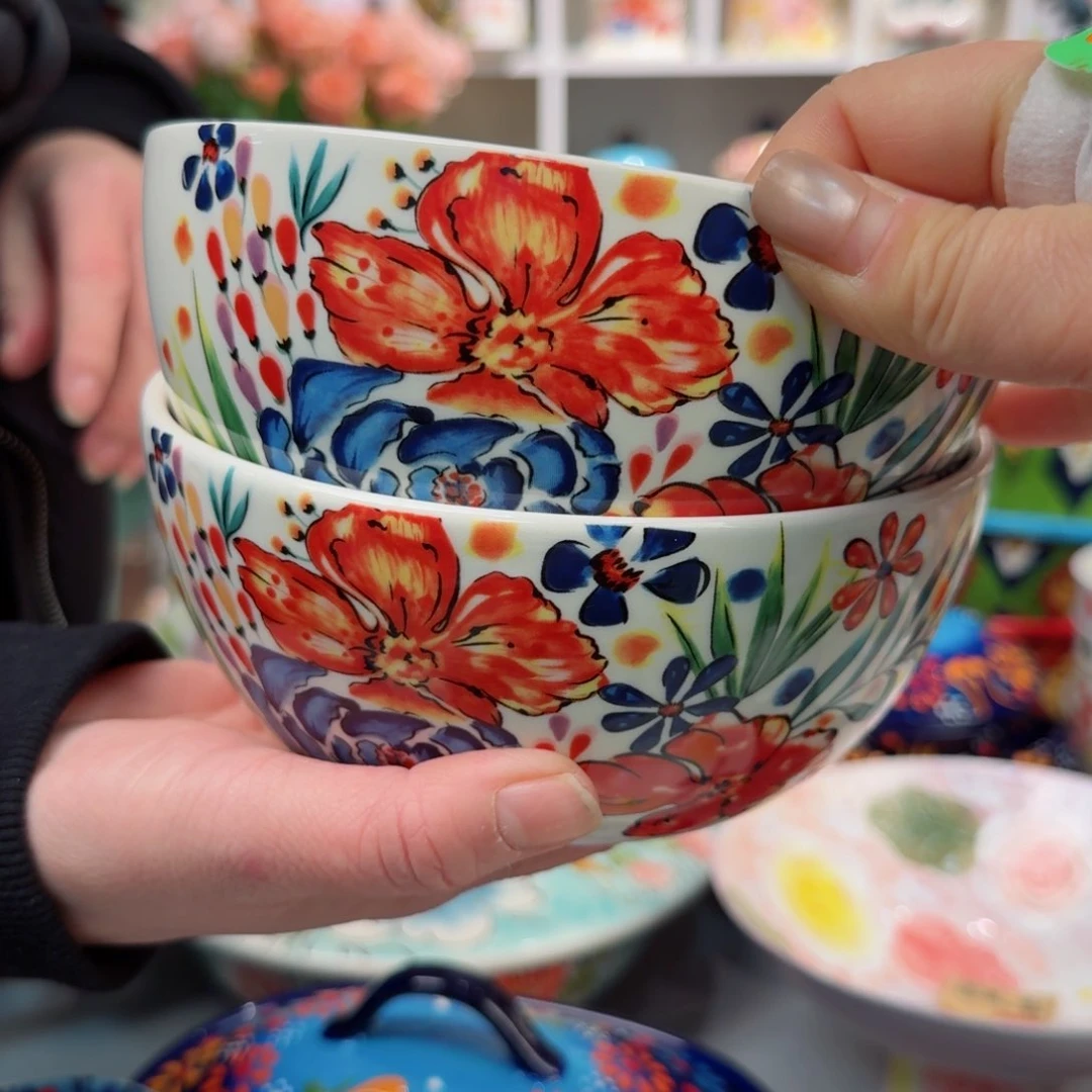 瓷片6英寸繁花面碗2只