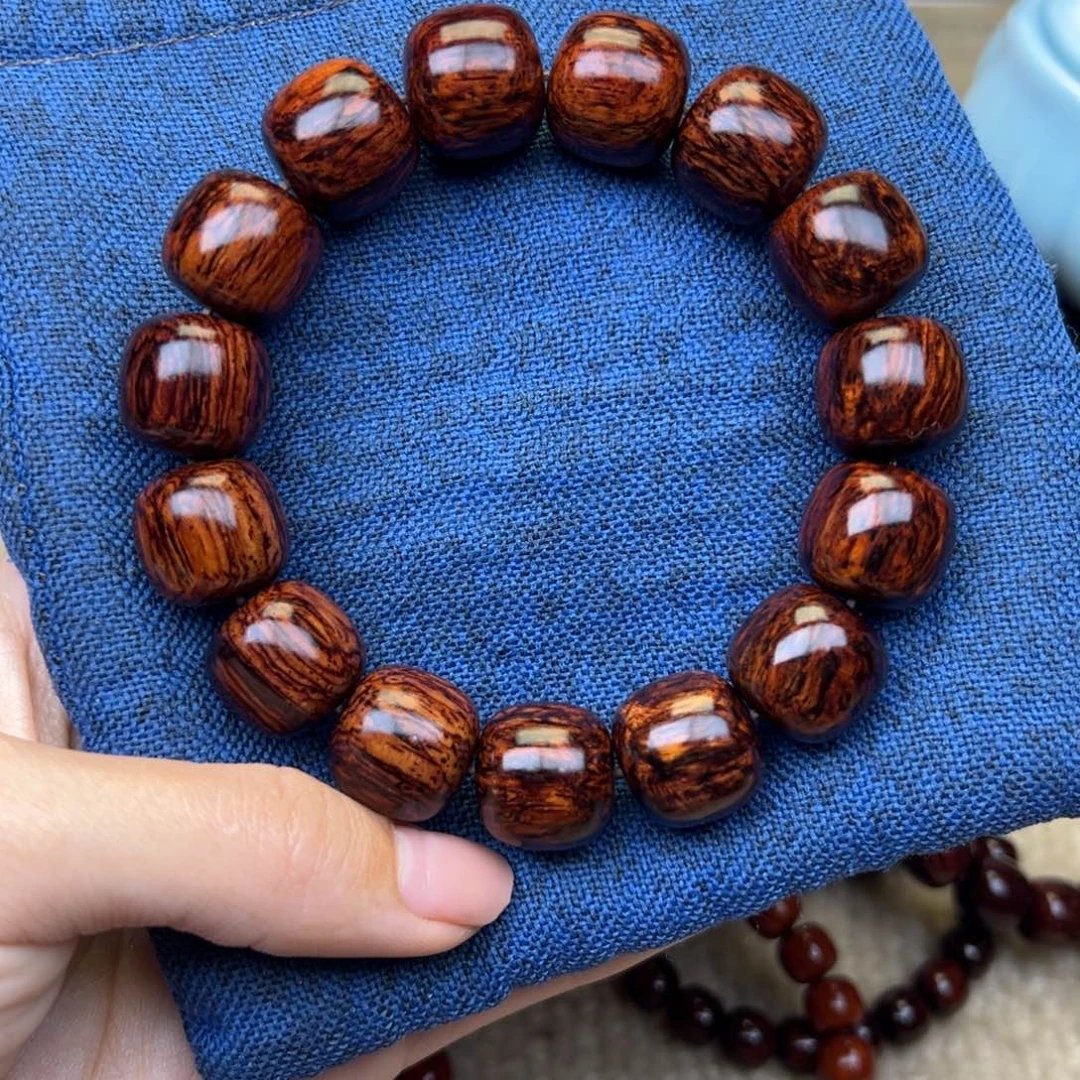 风****手串/手链花梨木类红降1516老型黑金火焰纹超一档