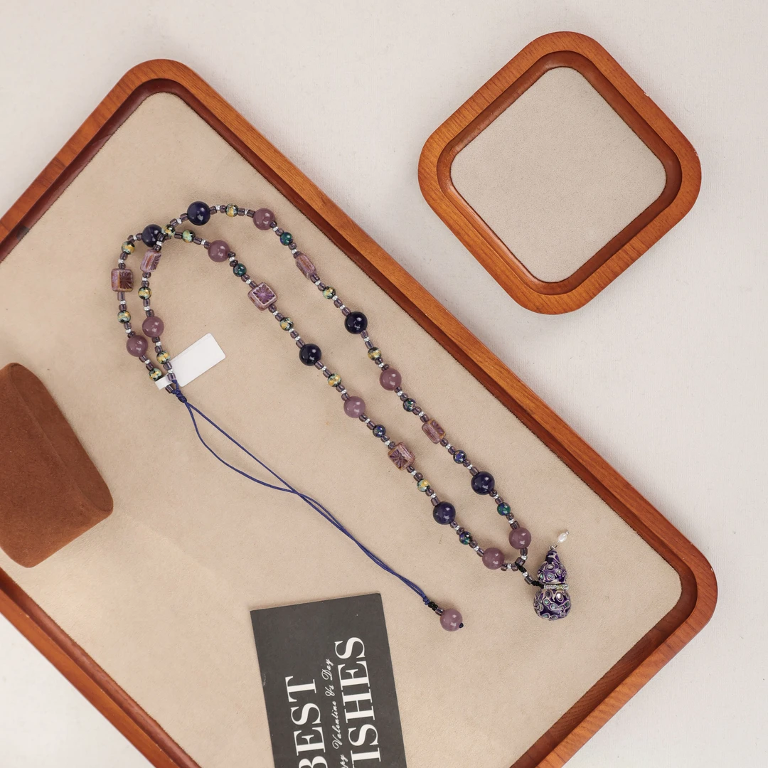 合金项链 玉楼东合金项链 LZ1983 紫白螺钿大漆葫芦珠3.0琉璃绳编