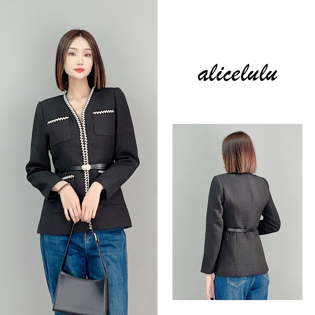 2alicelulu “黑白钢琴”短外套 优雅拼色 时髦腔调 S2139828A