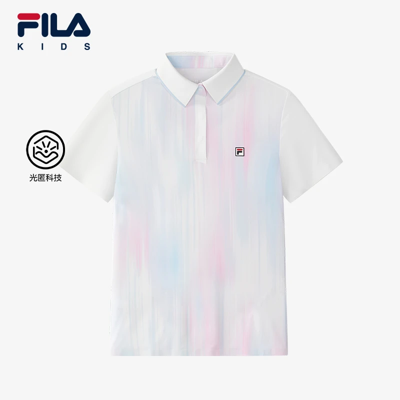 【斐乐儿童网球】2025夏季新款中大童针织短袖旋冰POLO衫K12G523139