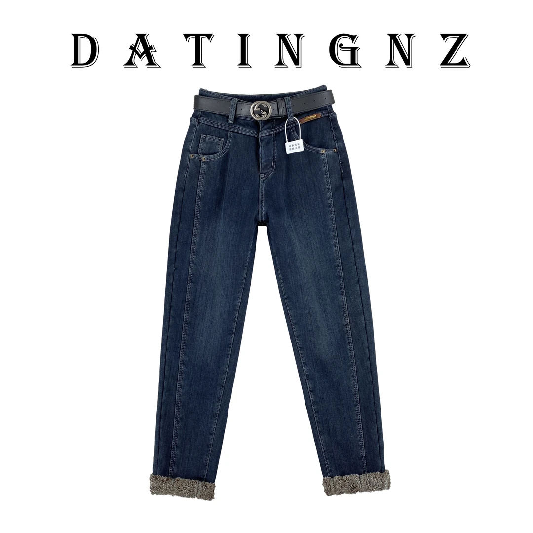 2023高腰牛仔女裤冬季百搭潮流显瘦老爹裤时尚哈伦小脚裤ins B025