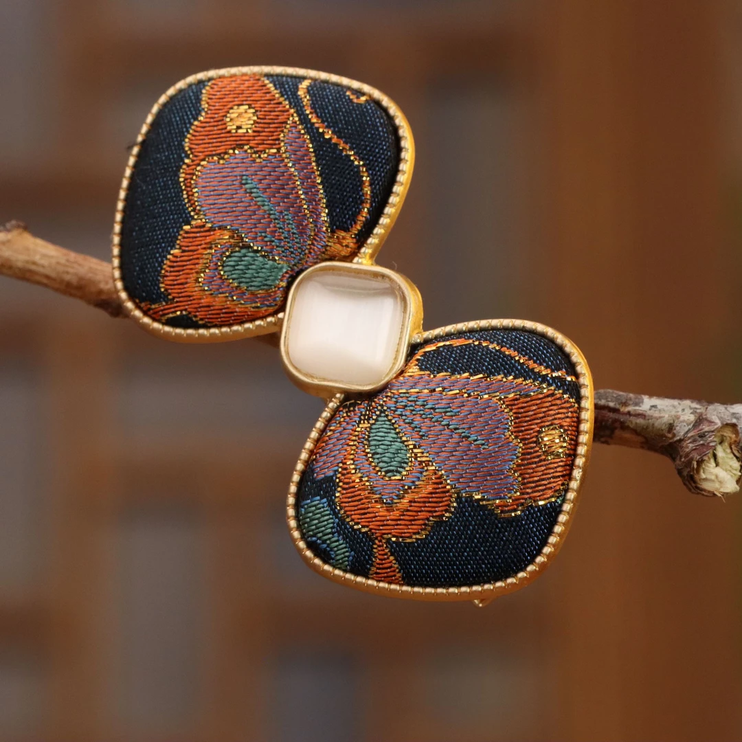 【比翼双飞】非遗宋锦发夹-古风可爱日常手工制作