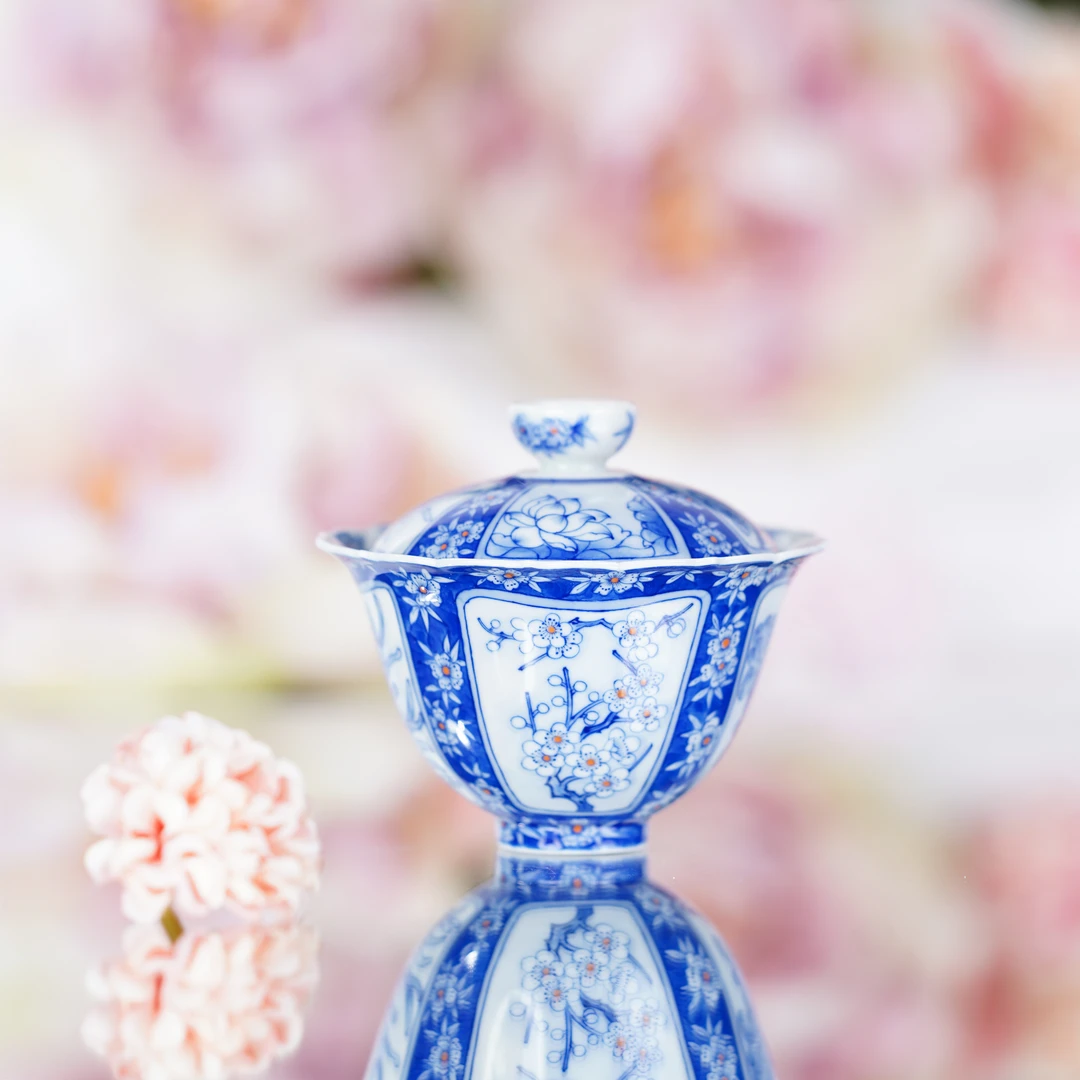 青樵轩  春祺夏安盖碗   品茗陶瓷纯手工茶具饮茶 QQX1685