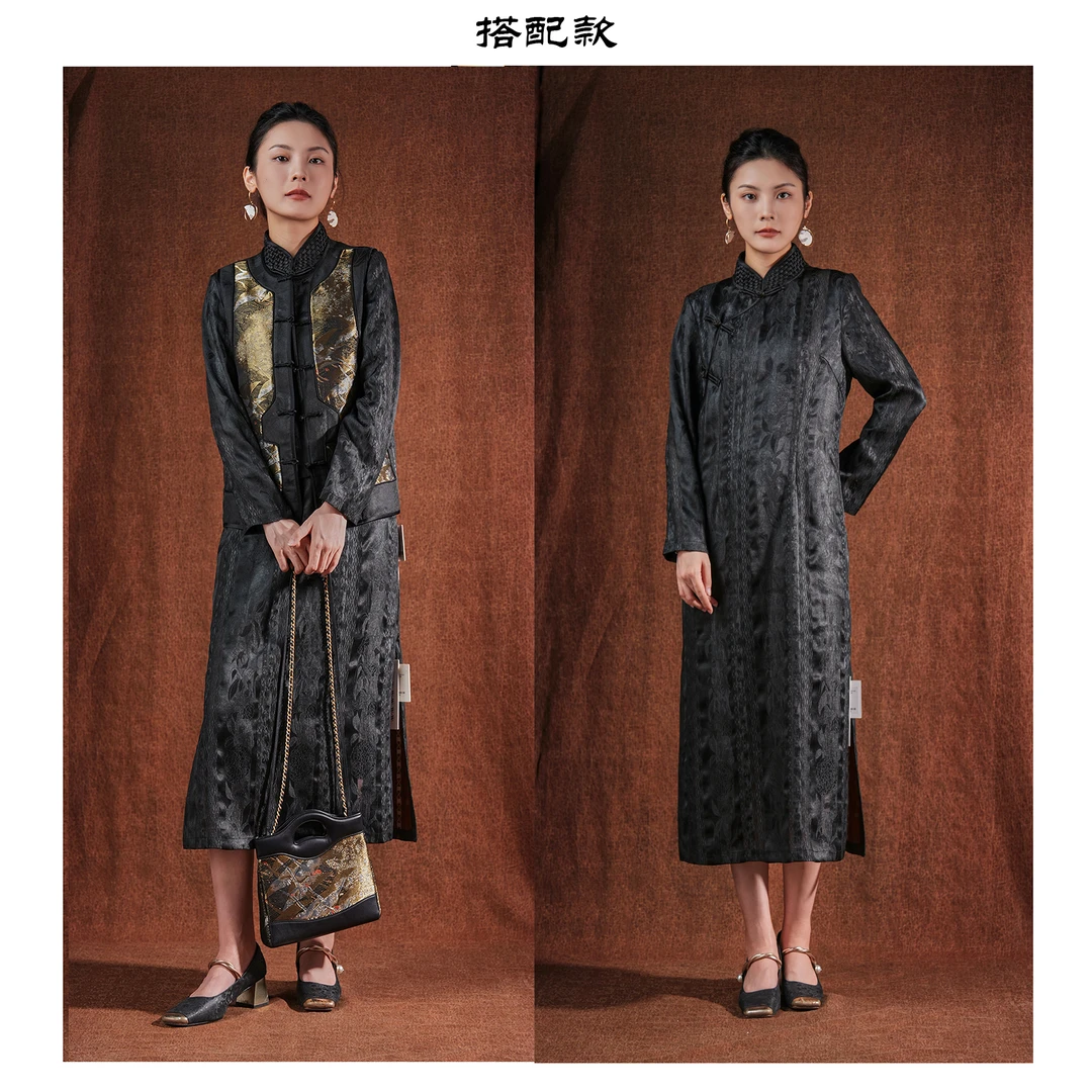 【万象有衣】玉兰花花罗-原创设计师款香云纱八经绞萝连衣裙-7203