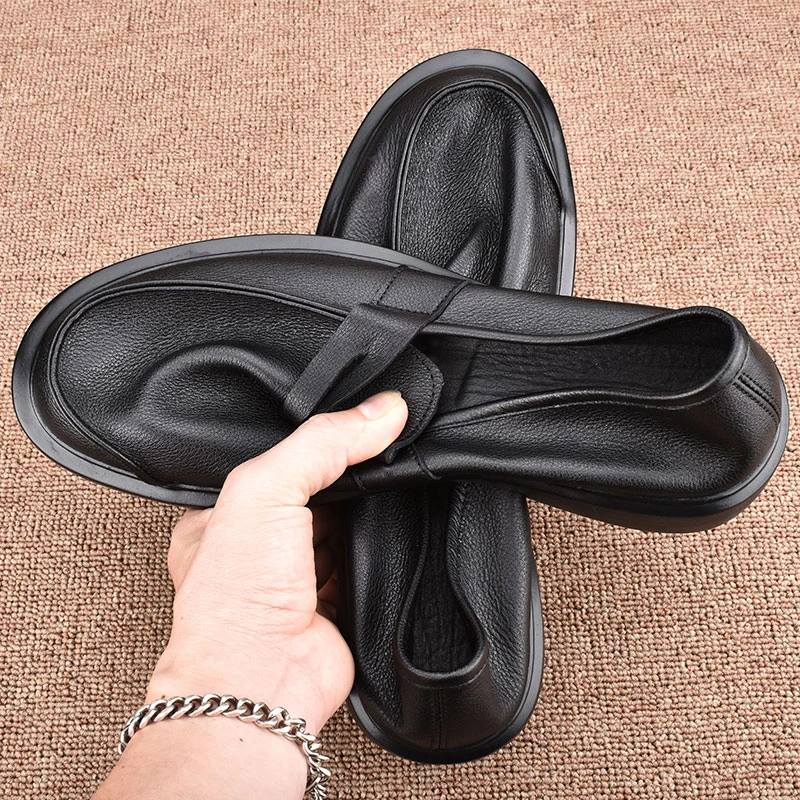 ICCLEK乐福鞋男透气软面商务休闲百搭舒适皮鞋套脚软底单层男鞋