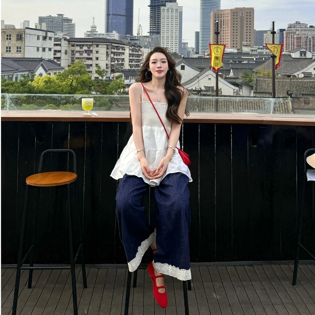 法式甜美小吊带背心女外穿夏季新款法式别致小众甜辣妹风无袖上衣