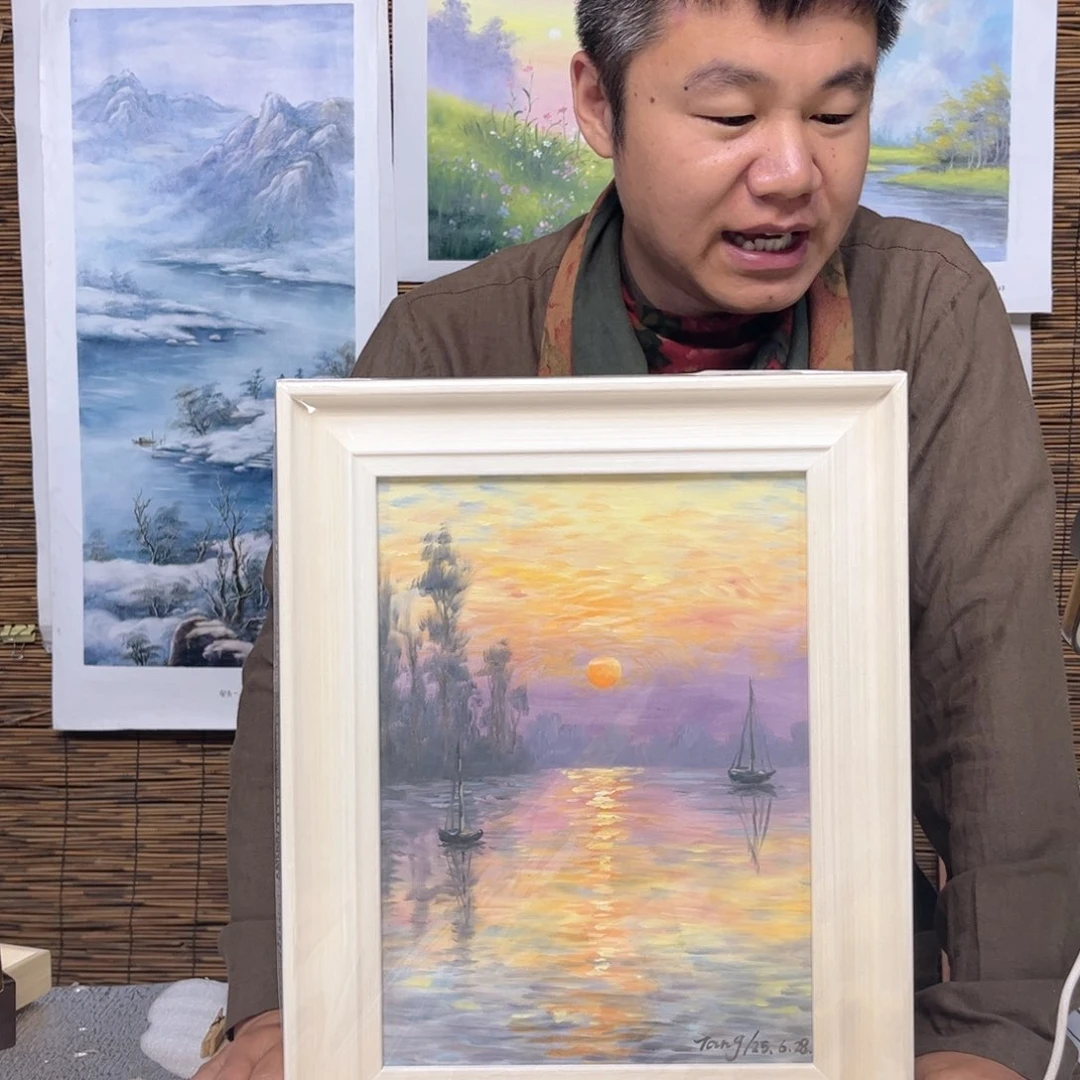 油画行路人小院绘画作品竞拍