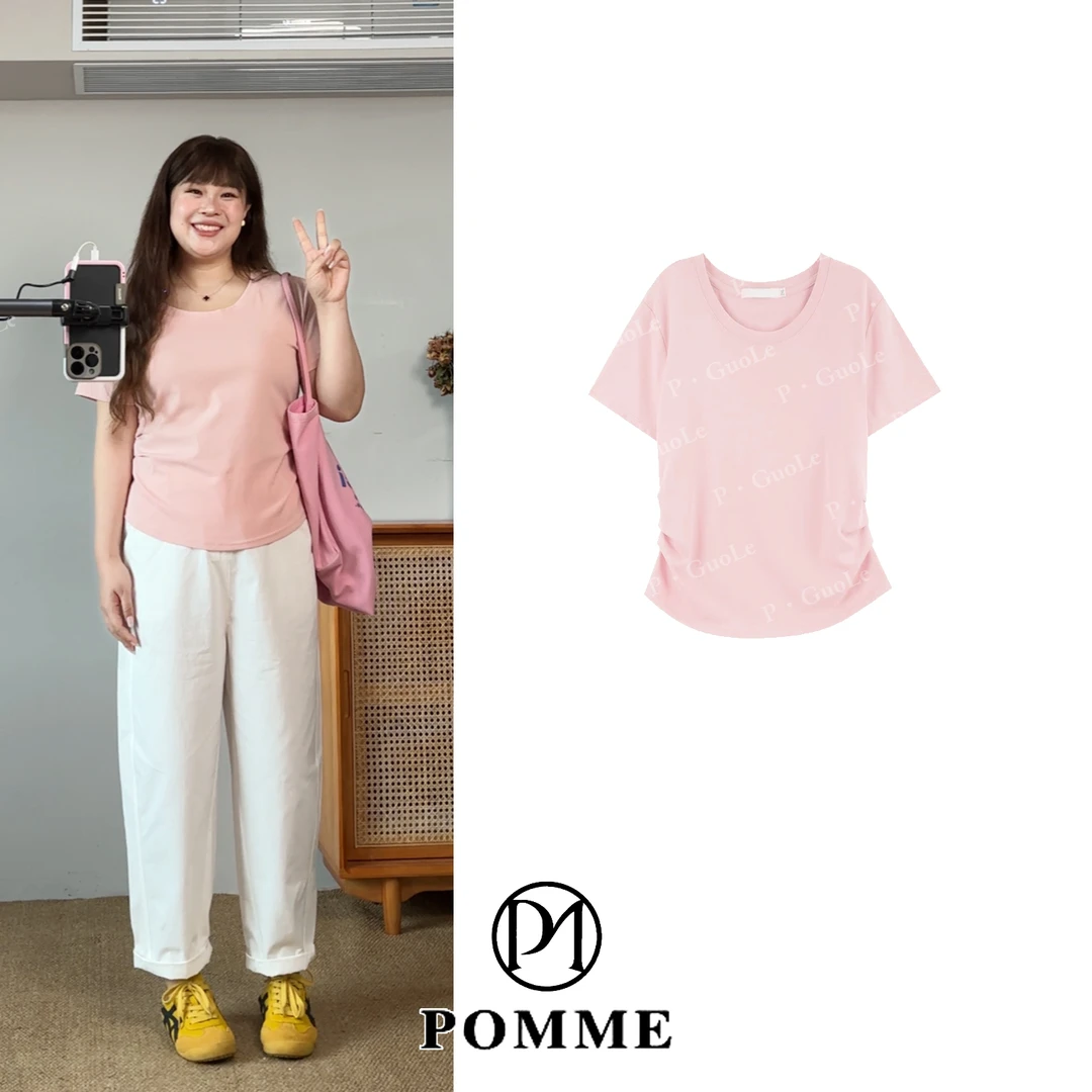POMME自制款丨天丝棉消瘦Tee】夏季正肩收腰显瘦大领口不走光T恤