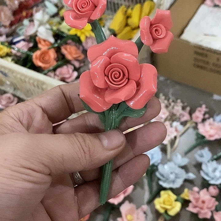 瓷片纯手工陶瓷花摆件瑕