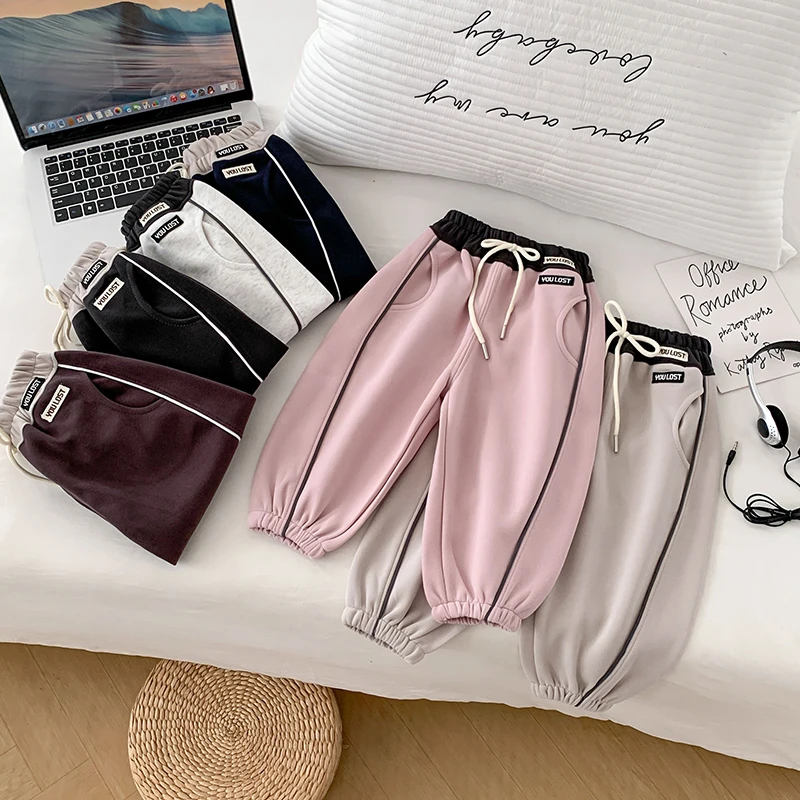 秋.//【撞色拼接】儿童韩版宽松时尚百搭拼接双标休闲卫裤